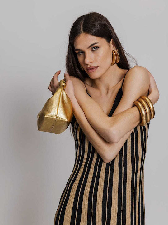 Καλοκαιρινό Maxi Βραδινό Φόρεμα Black-tan Gold
