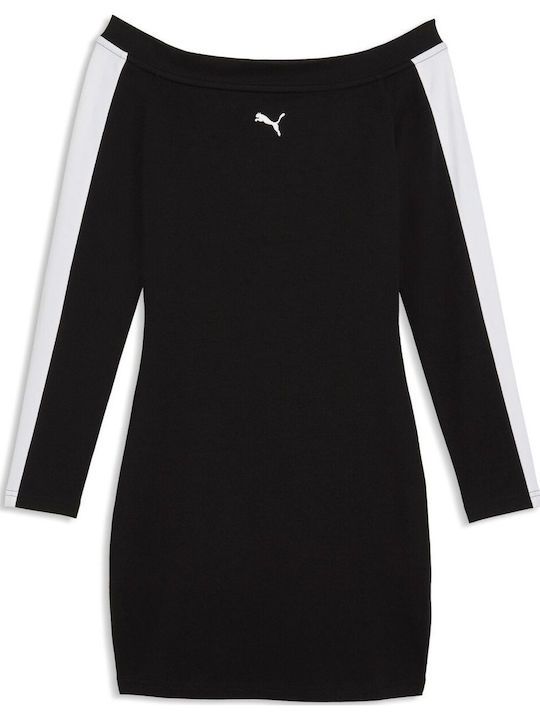 Mini Athletic Dress Long Sleeve Black