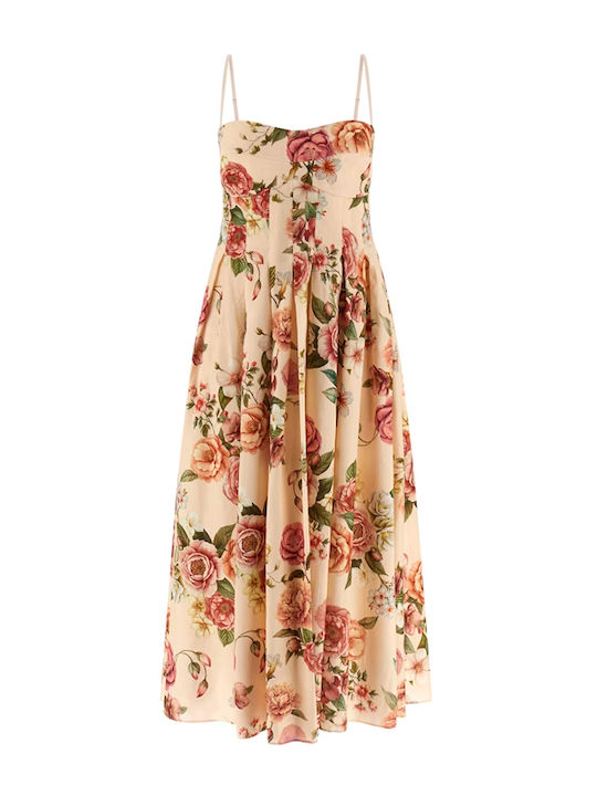 Summer Midi Dress for Wedding Christening Open Back Floral