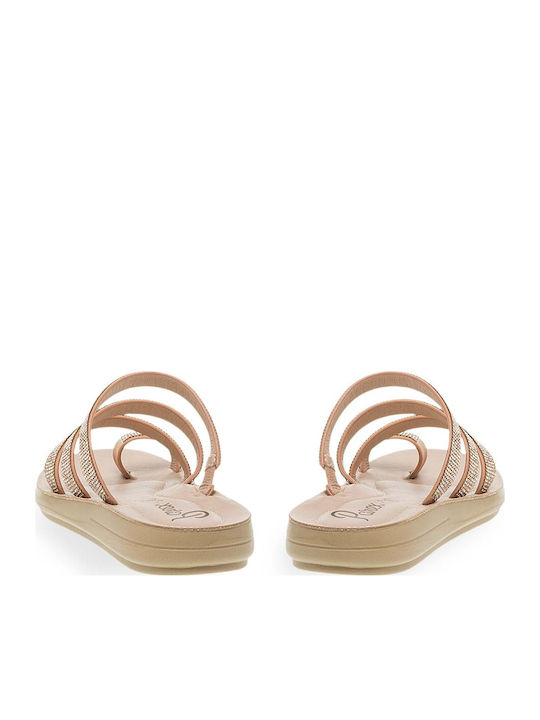 Damen Anatomische Flache Sandalen Roségold