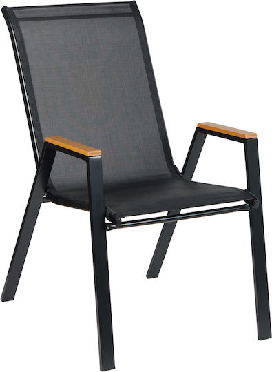 Gartenstühle Metallisch Leone Schwarz 54x74x91cm