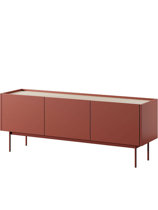 Stand TV Culoare Ceramic Roșu + Natural L144xA55xÎ37cm