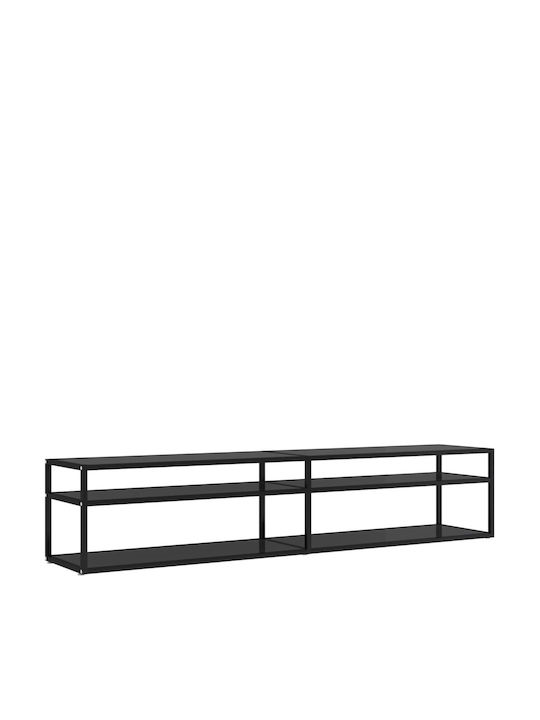 TV-Ständer aus Metall & Glas Schwarz M200xT40xH40,5cm