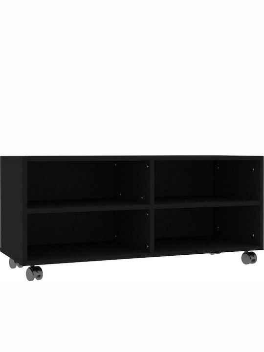 Stand TV Negru cu Roți L90xA35xÎ35cm