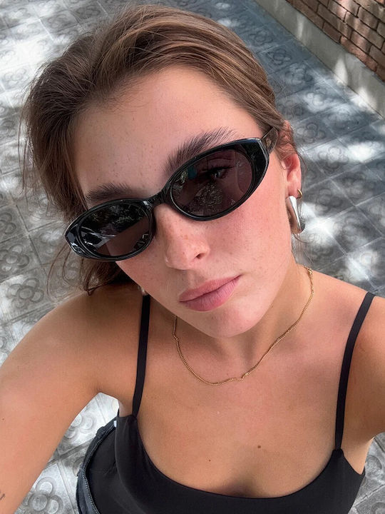 Meller All Women's Sunglasses with Black Plastic Frame and Black Lens