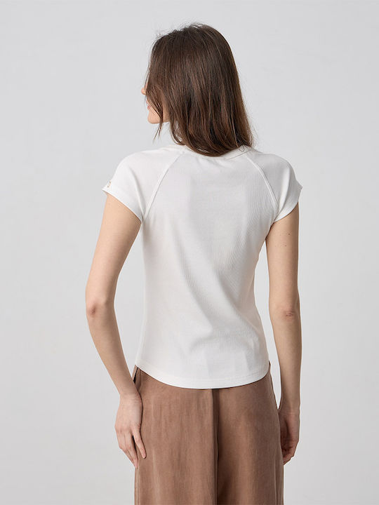 Damen Bluse Kurzärmelig Weiß