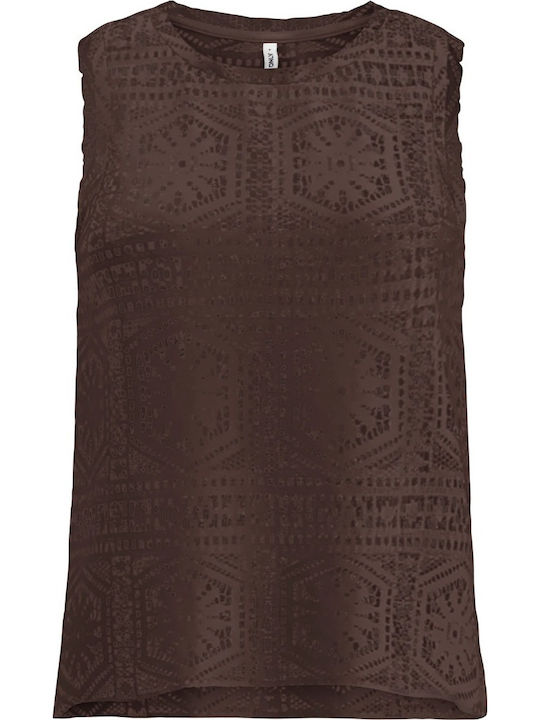Damen Bluse Baumwolle Ärmellose Braune