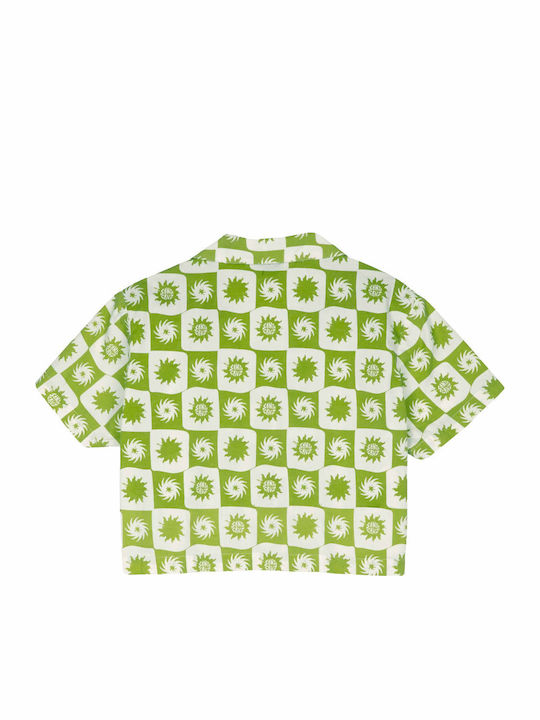 Women's Crop Cotton Short Sleeve Top Green