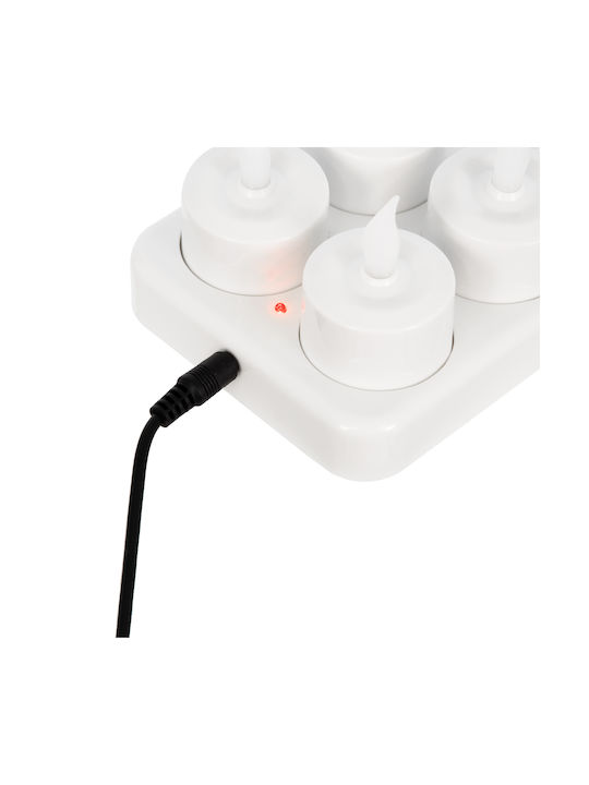 GloboStar Διακοσμητικό Φωτιστικό LED Θερμό Λευκό 2700K Κερί 6τμχ 3.9x3.9x4.9εκ.