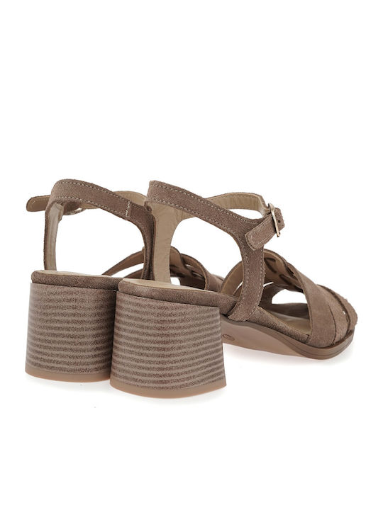 Suede Damen Sandalen Braun