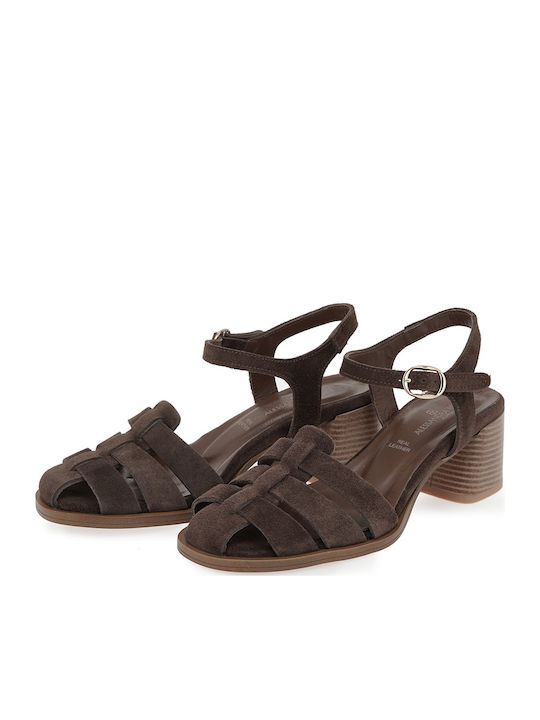Suede Damen Sandalen Braun W455A1253504-Braun Wildleder