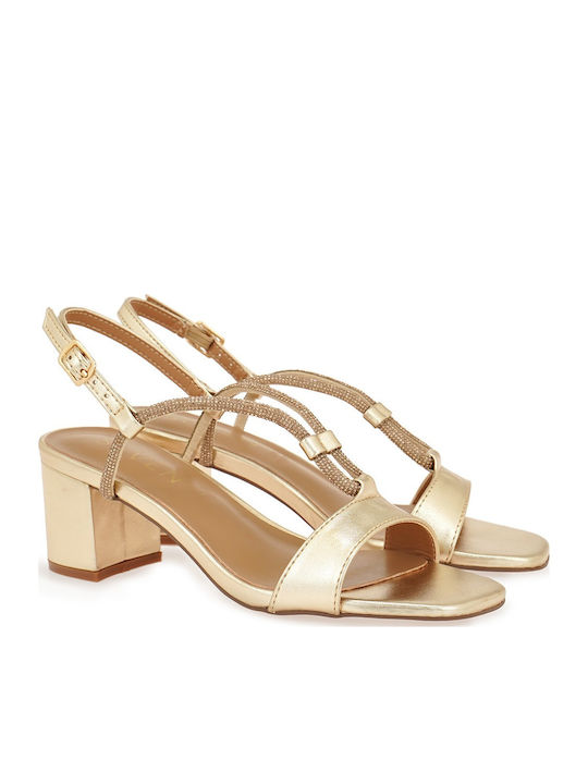 Sandals with Strass Gold