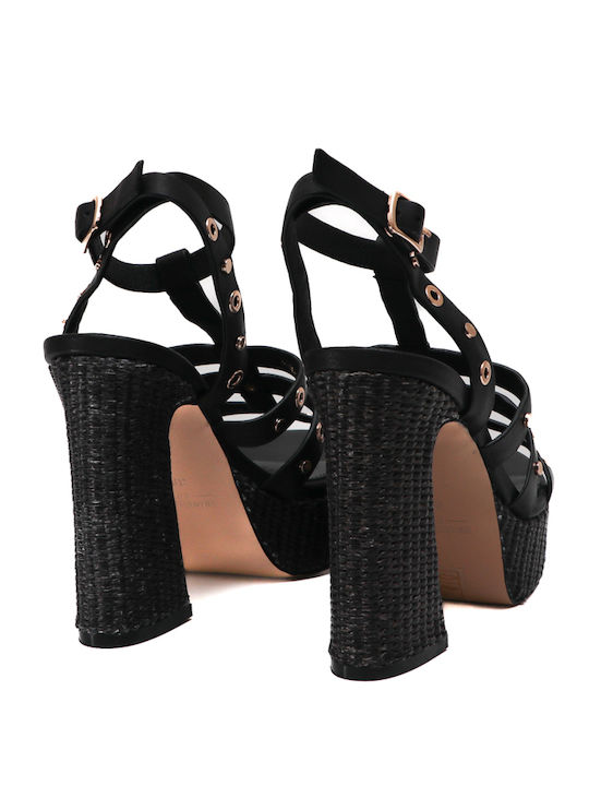 Damen Sandalen Schwarz Leder