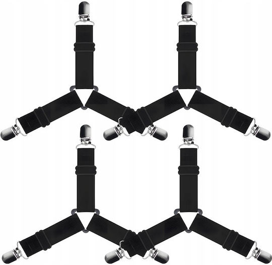 Set 4 Sheet Fastening Accessories Zola Adjustable Length Fixing Clips Universal Black