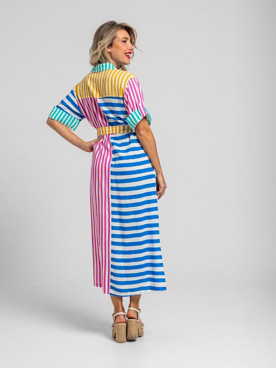 Sommer Midi Hemdkleid Safari