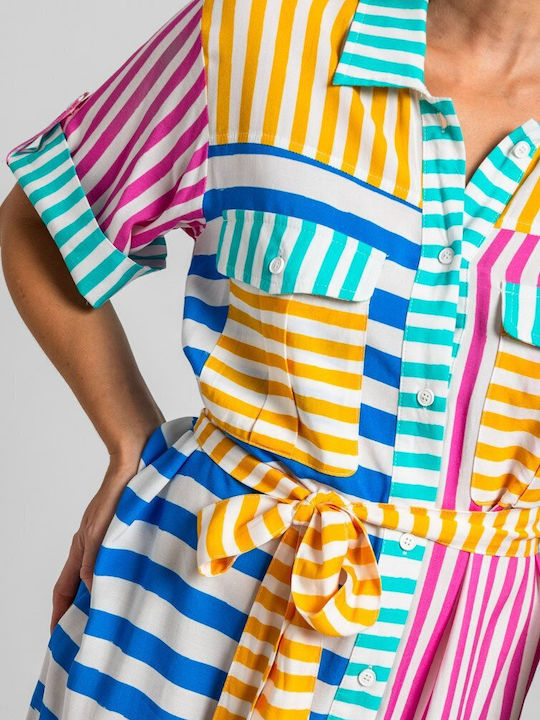 Sommer Midi Hemdkleid Safari