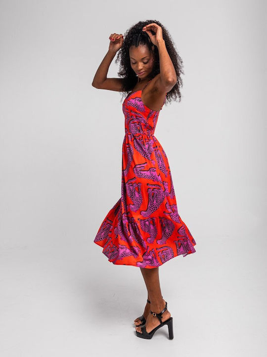Sommer Midi Damenkleid Orange