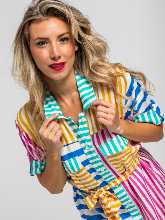 Sommer Midi Hemdkleid Safari
