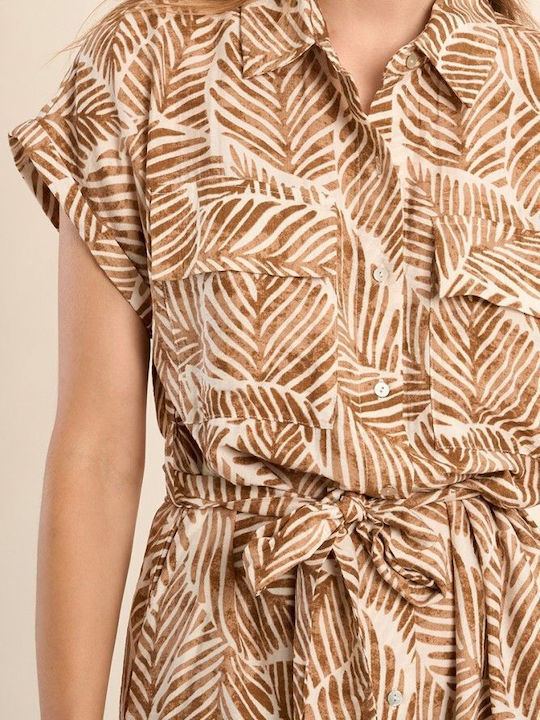 Summer Midi Shirt Dress Camel
