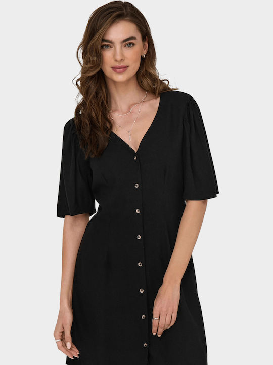 Summer Mini Shirt Dress Black
