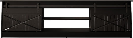 Έπιπλο TV Επιδαπέδιο Black/Black Gloss 200x56.7x35εκ. Έπιπλο TV Επιδαπέδιο Black/Black Gloss 200x56.7x35εκ.