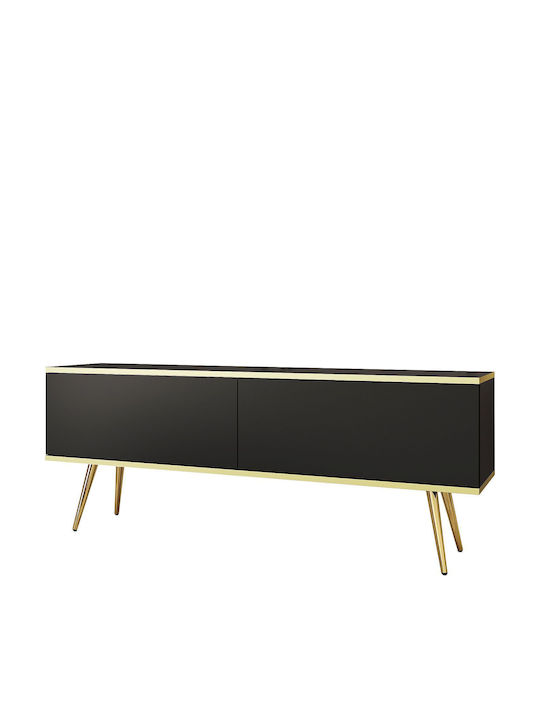 Έπιπλο Τηλεόρασης Ανθρακί + χρυσό Μ135xΠ32xΥ53cm