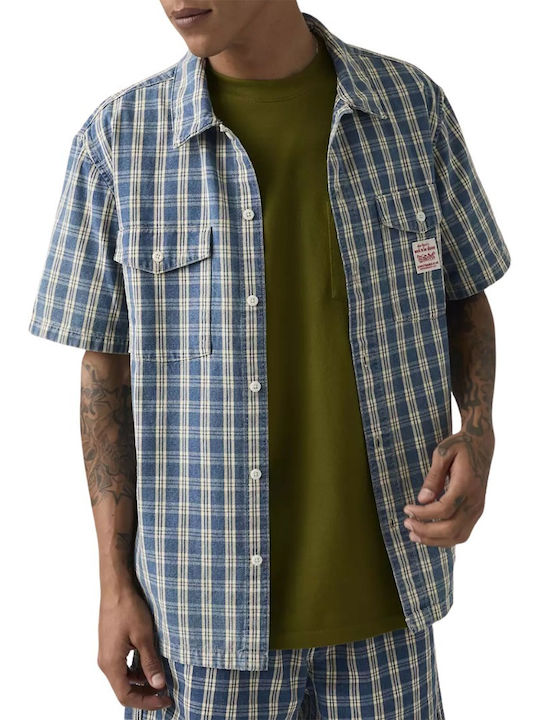 Worker Short Sleeve Checked Shirt Blue/summer Check