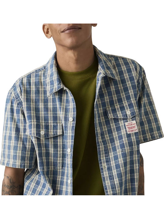 Worker Short Sleeve Checked Shirt Blue/summer Check