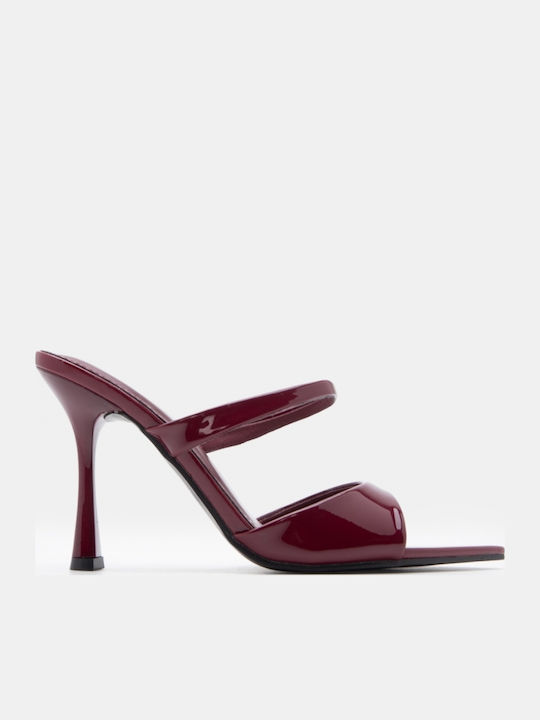 Mules With High Heel In Burgundy Colour