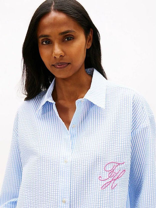 Long Sleeve Women's Shirt Ithaca Stripe Blue Spell-whit Striped