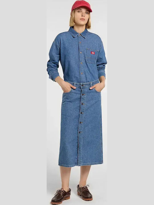 Long Sleeve Women's Denim Shirt Classic Blue