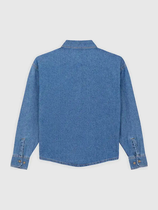 Long Sleeve Women's Denim Shirt Classic Blue