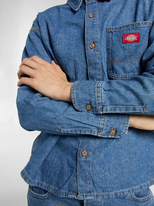 Long Sleeve Women's Denim Shirt Classic Blue