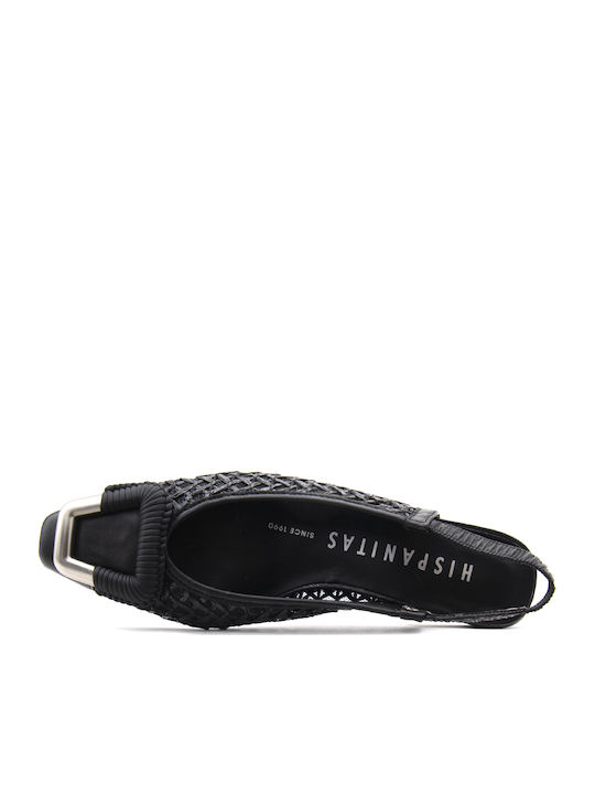 Leder Spitze Zehen Pumps mit Hochem Absatz Schwarz