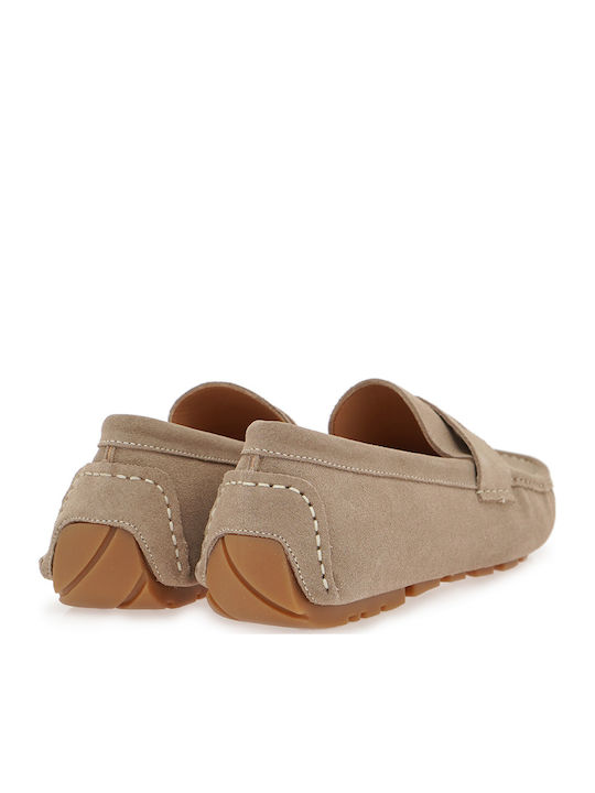 Suede Men's Loafers in Beige Colour