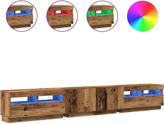 Stand TV Cu Iluminare LED Aspect Lemn Vechi L260xA35xÎ40cm