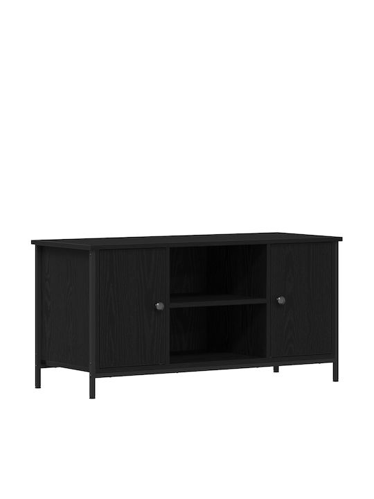 TV Stand Made of Metal and Wood Black Oak M100xD40xH50cm