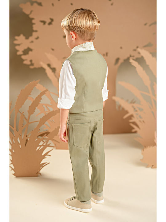 Baby Bloom Baptism Suit with Vest for Boy Khaki