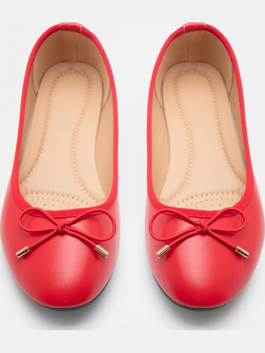 Women's Pointed Toe Ballerina Shoes In Red Color
