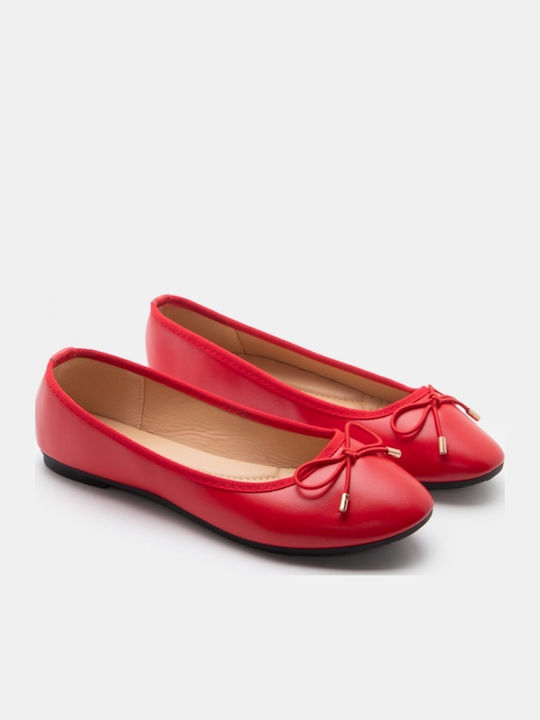 Women's Pointed Toe Ballerina Shoes In Red Color
