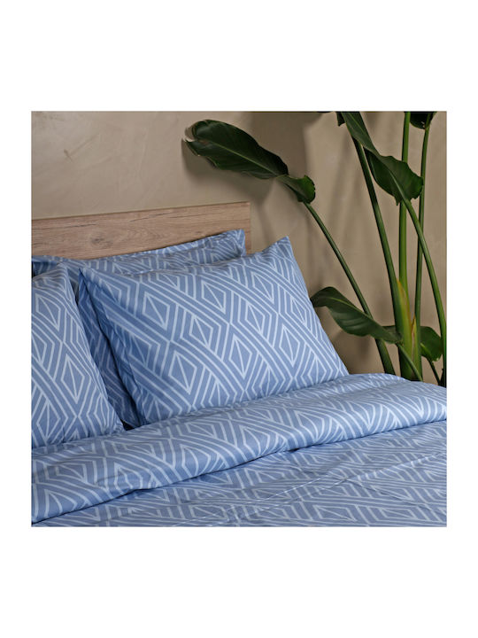 White Fabric Parker Σετ Σεντόνια King Size 260x270εκ. Μπλε (4τμχ)