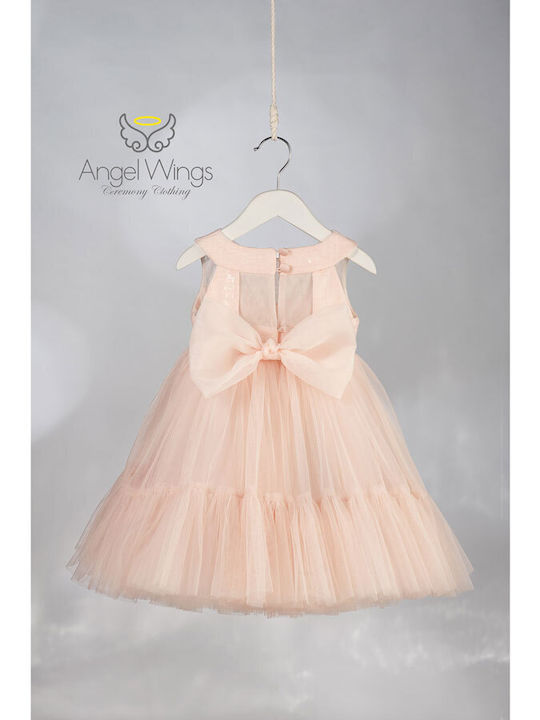 Angel Wings Pink Baptism Dress