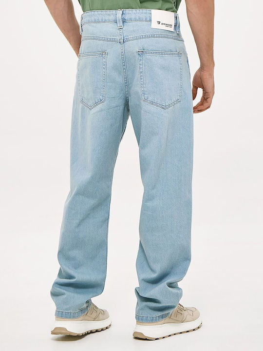 Ανδρικό Παντελόνι Τζιν με Regular Baggy Εφαρμογή Μπλε