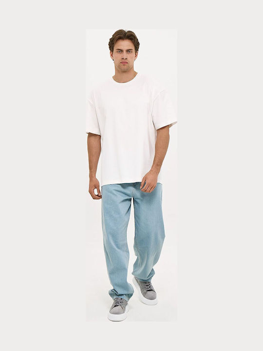 Ανδρικό Παντελόνι Τζιν με Regular Baggy Εφαρμογή Μπλε