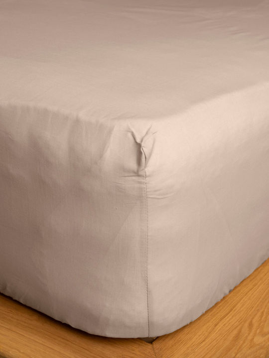 Sunshine Чаршаф King Size с Ластик 180x200+30см. Cotton Feelings 151 Пясък