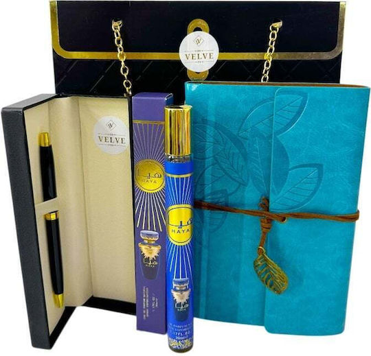 Prestige Blue Premium Set Cadou Unisex Jurnal Pix Haya Parfum 35 Ml În Cutie Elegantă Poșetă