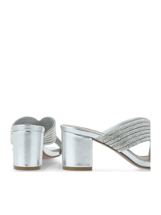 Damen Sandalen mit Strass Silber