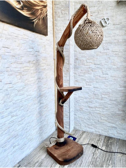 SteweHome Wooden Floor Lamp 140-150 cm Ephesus Series Natural Wooden Floor Lamp Corner Lamp Brown 150cm