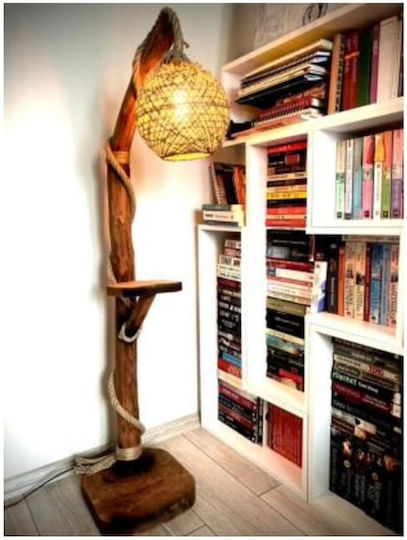 SteweHome Wooden Floor Lamp 140-150 cm Ephesus Series Natural Wooden Floor Lamp Corner Lamp Brown 150cm