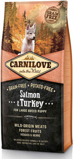 Carnilove Salmon & Turkey Puppy Large 12kg Dry Food Grain-Free for Large Breed Puppies with Turkey and Salmon